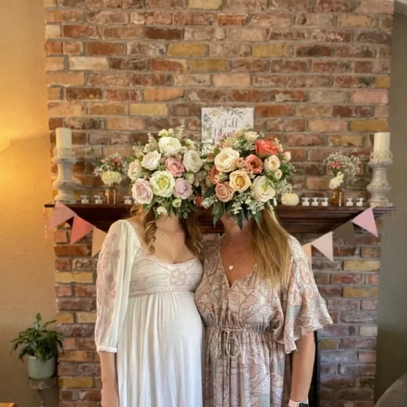 Free People Gauze White and light pink Embroidered Long Sleeve Dress custom slip - Picture 5 of 8